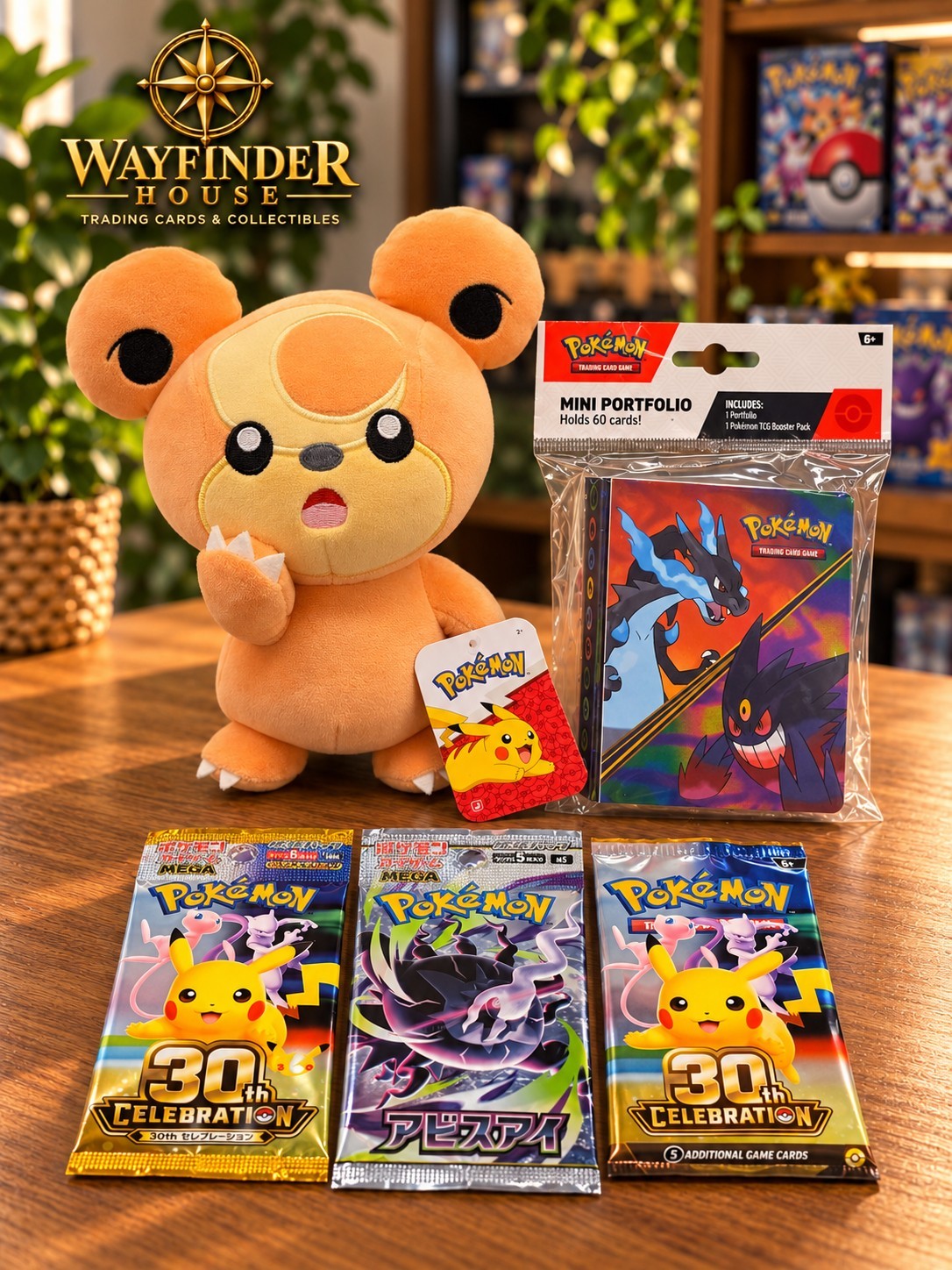 Pokemon 30th Celebration Gift Set Teddiursa Plush Mini Portfolio&3 Booster Packs