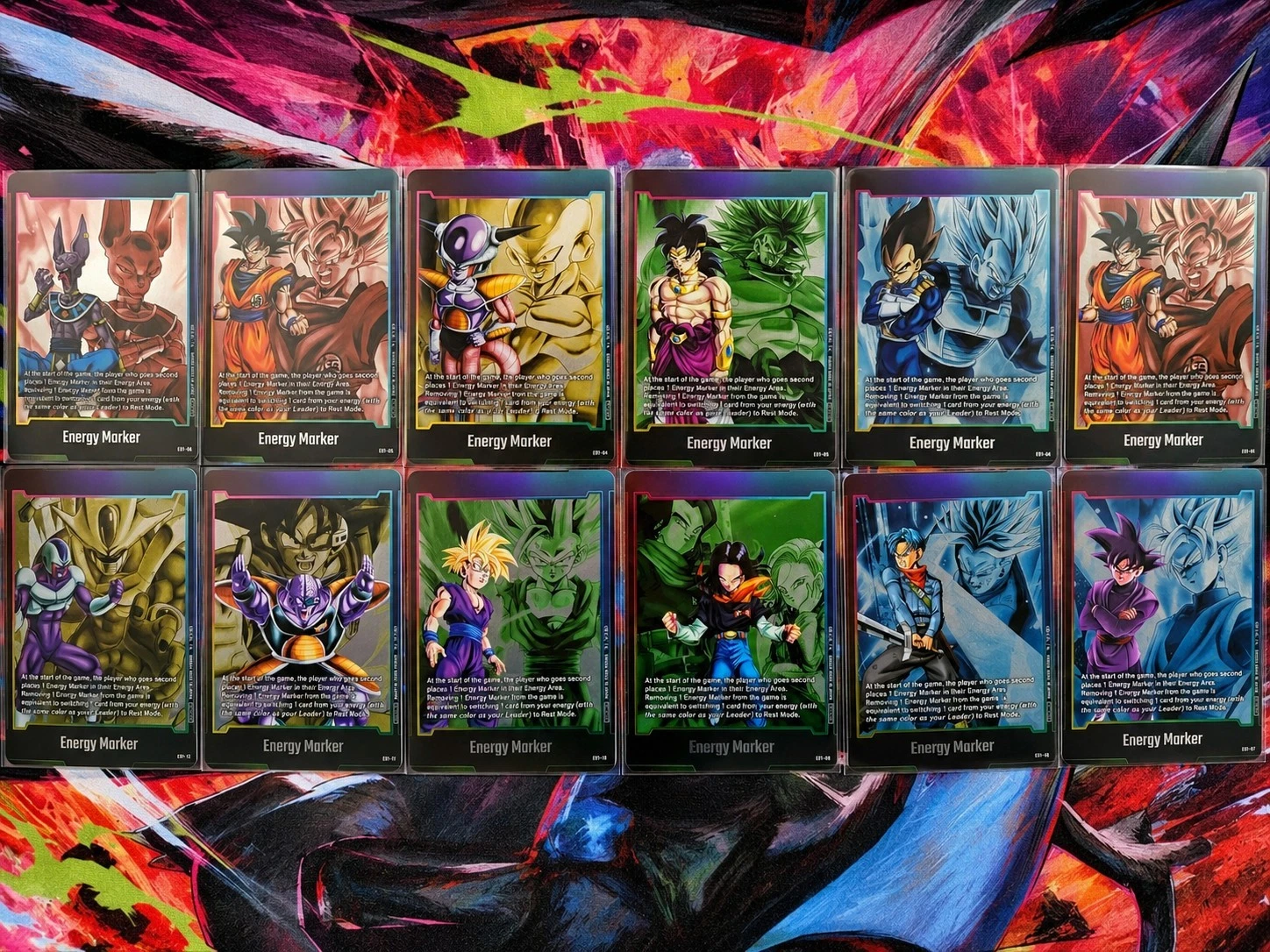 Bandai Dragon Ball Super Card Game Energy Marker E01-E12 Lot 12 English