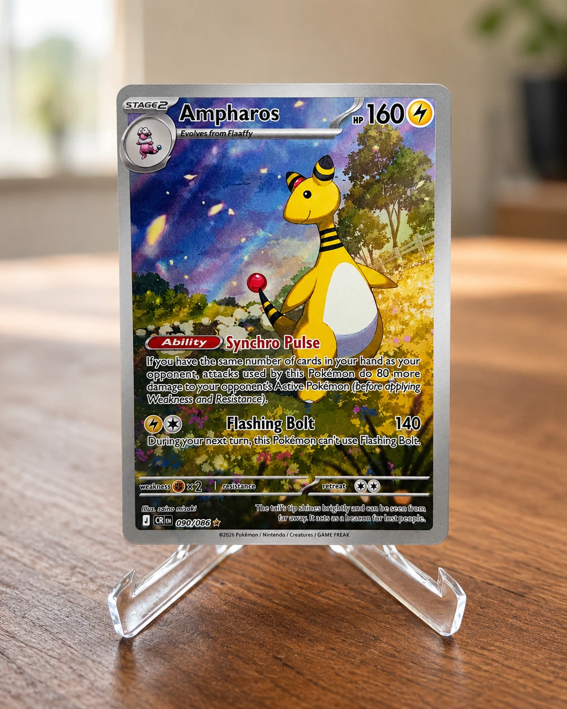 Ampharos 090/086 Illustration Rare Chaos Rising Pokemon Card Near Mint