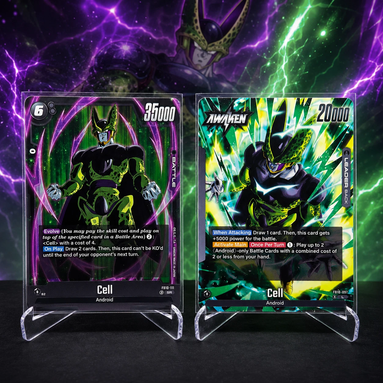 Bandai Dragon Ball Super Fusion World Cell FB10-097&FB10-111 Awakened Holo Pair