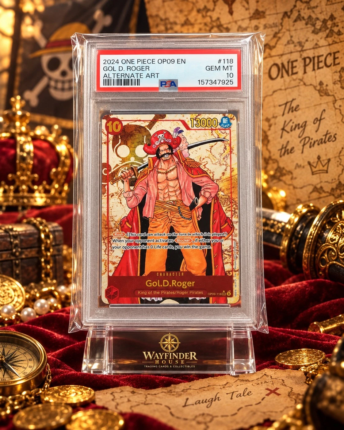 PSA 10 Gol D Roger OP09 118 Alt Art English One Piece Card Game