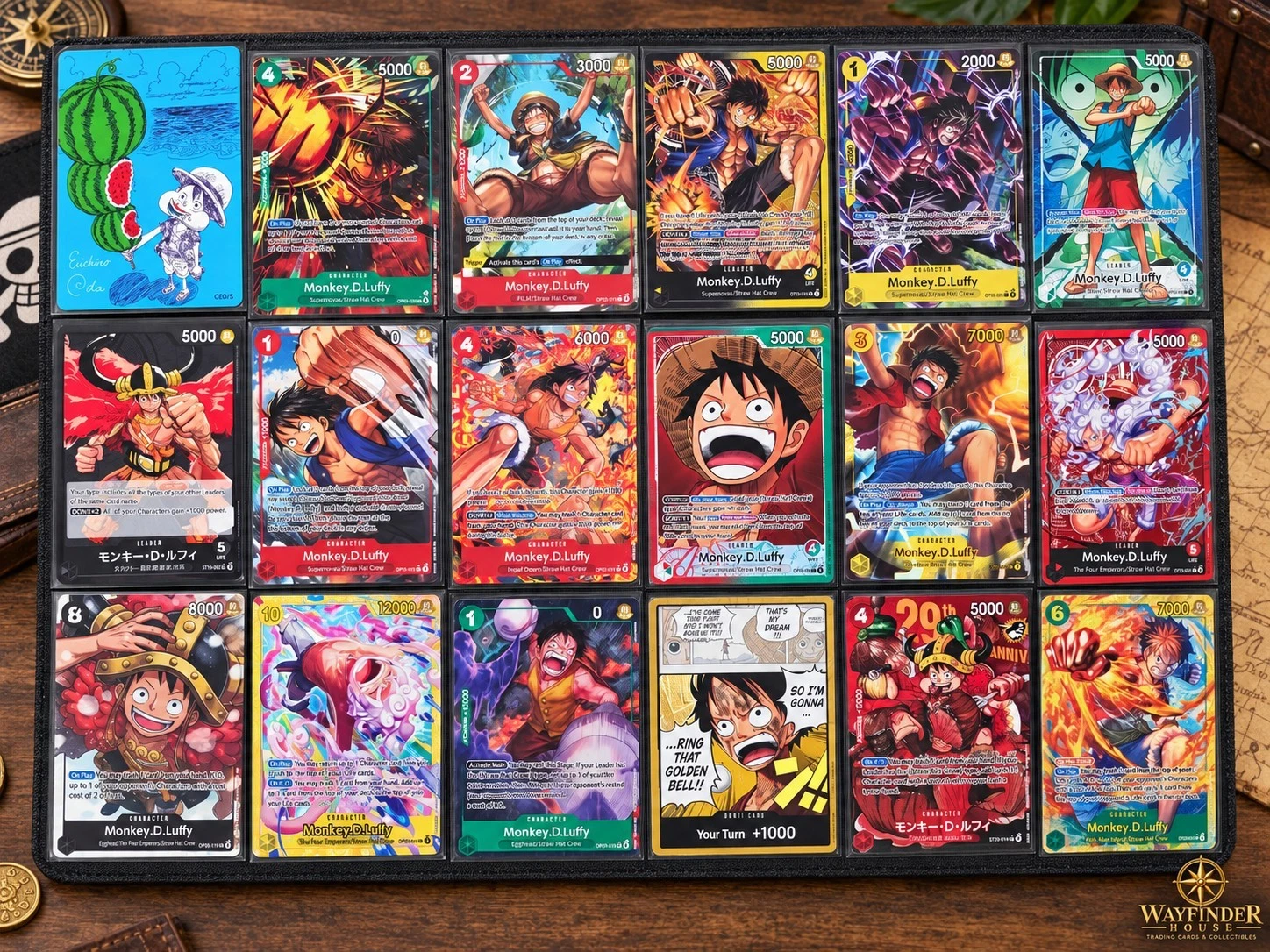One Piece TCG Monkey D Luffy 18 Card Lot Leaders,29th Anniversary,Watermelon,DON