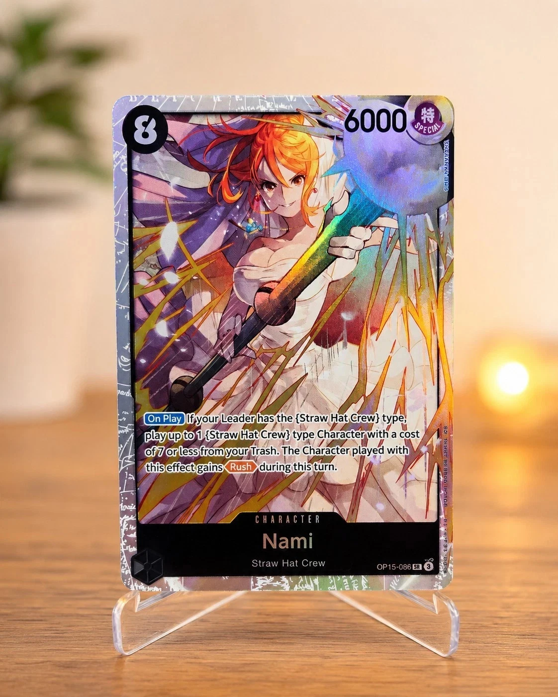 Bandai One Piece Card Game Nami OP15-086 SR Foil EN