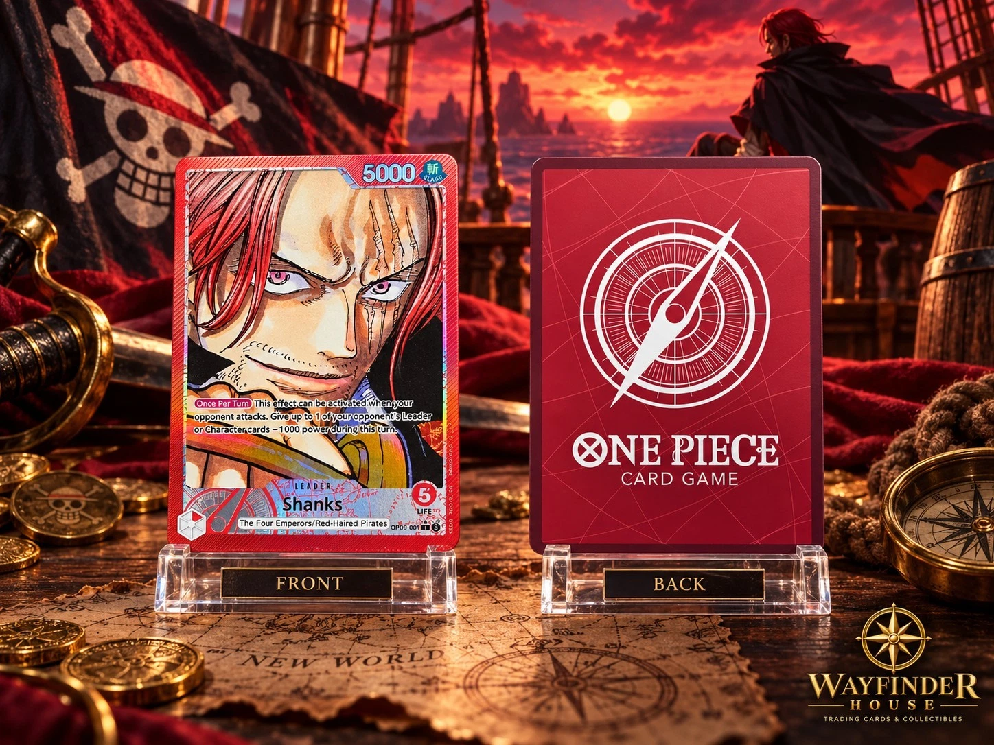 Shanks OP09-001 Alternate Art Leader English One Piece Card Game