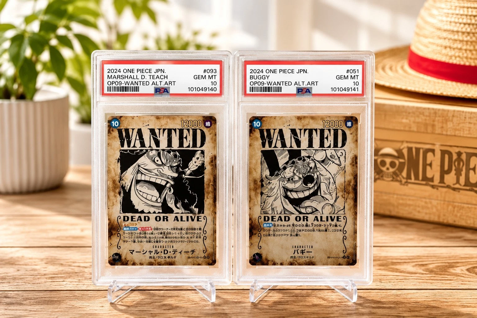 One Piece Japanese OP09 Wanted Alt Art Buggy&Marshall.D.Teach Sequential PSA 10