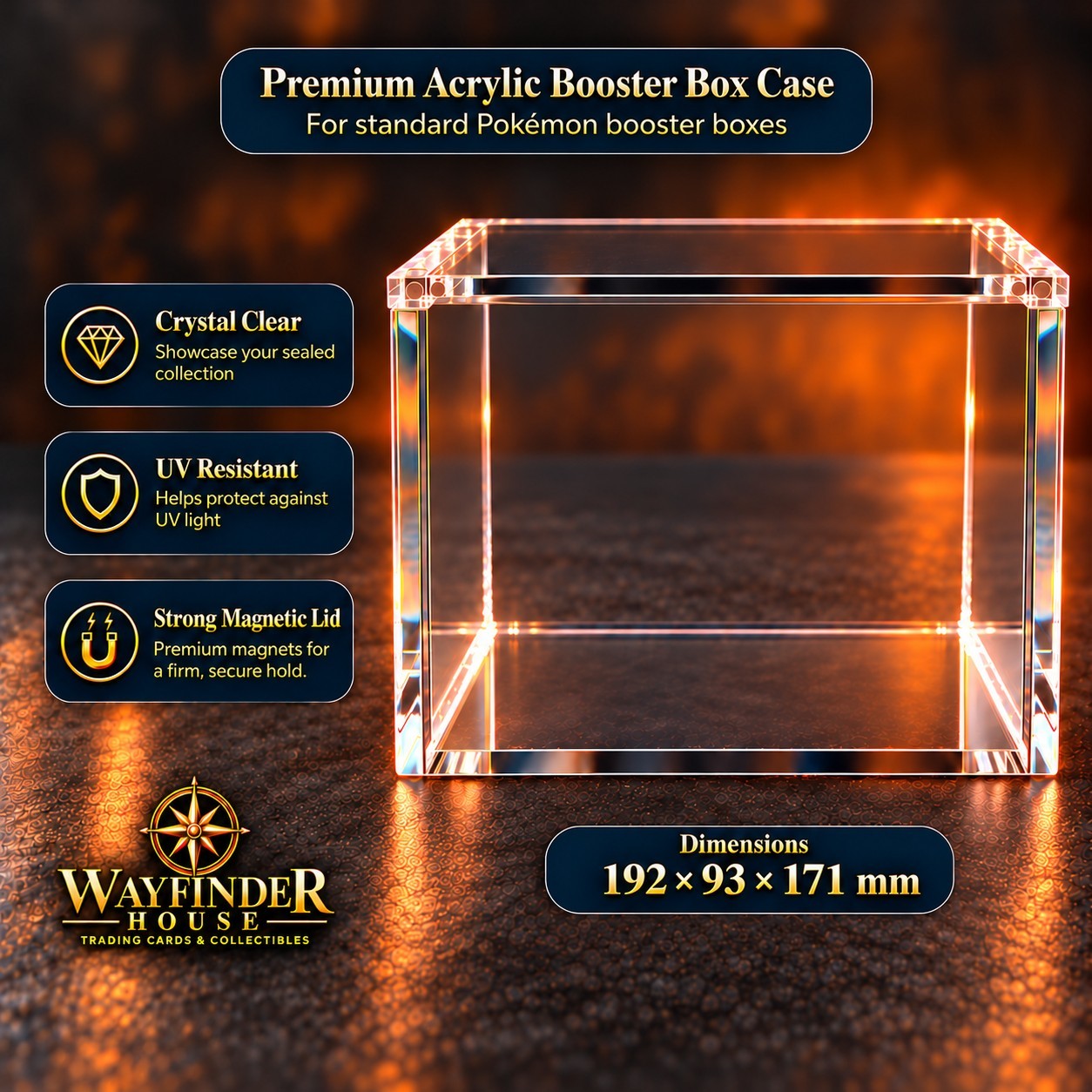 Premium Acrylic Case for Standard Pokémon Booster Boxes Magnetic