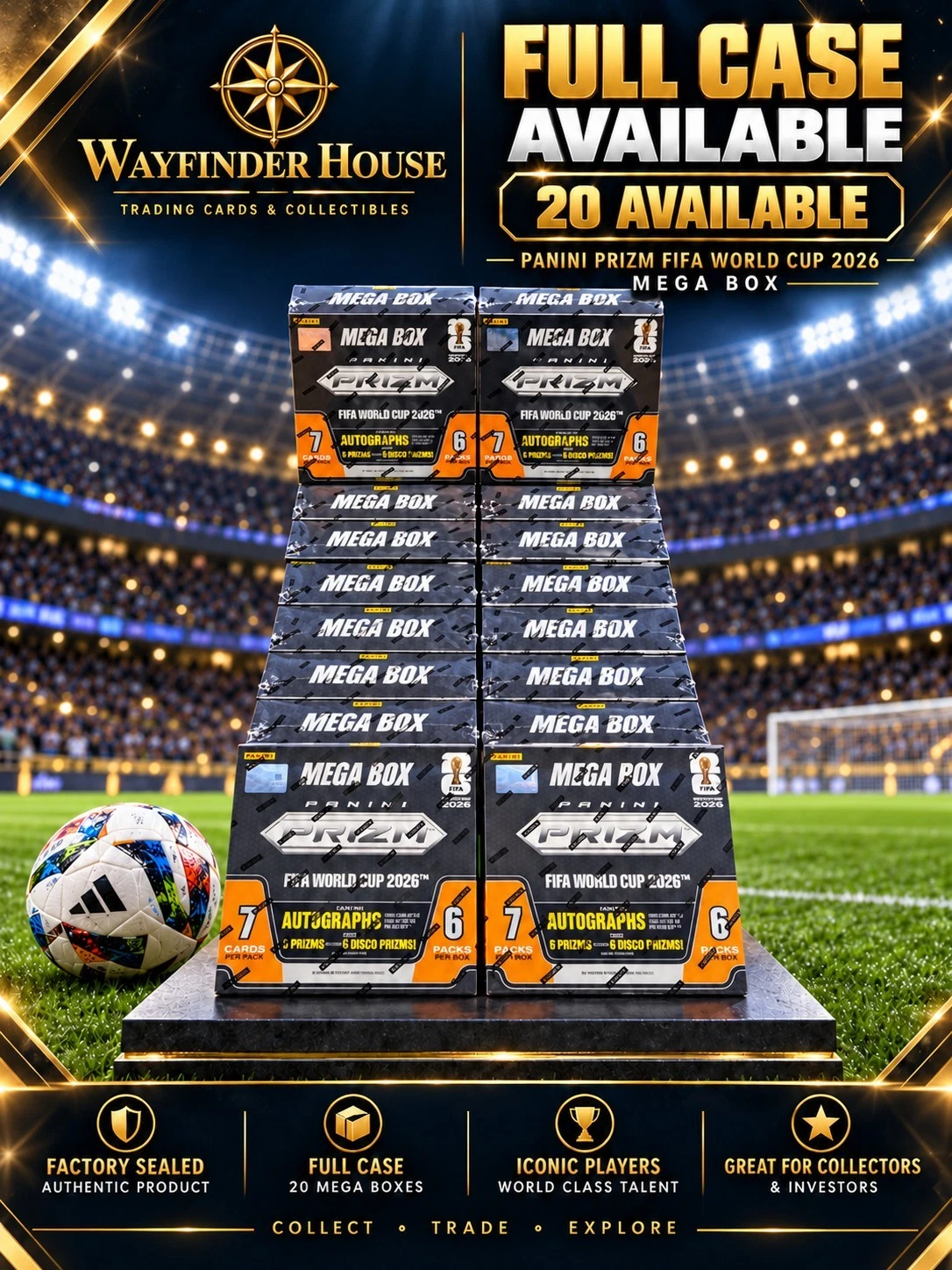 2026 Panini PRIZM FIFA World Cup Soccer MEGA BOX Red Disco Full Case - 20 boxes