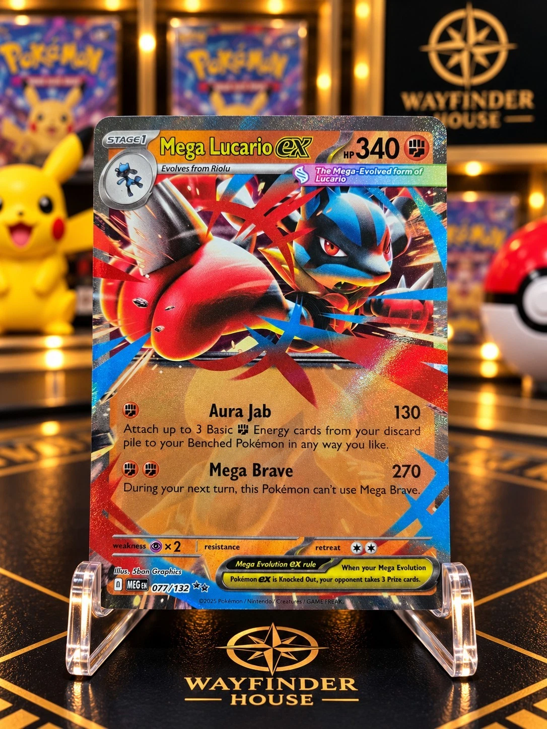 Mega Lucario ex - 077/132 - Double Rare - Mega Evolutions - Pokemon Card - NM/M