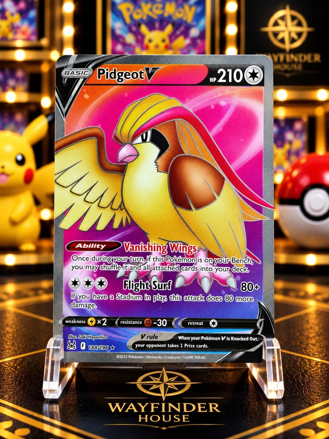 Pidgeot V 188/196 Ultra Rare Lost Origin Pokemon Holo Near Mint